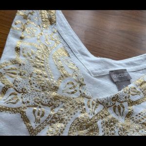 *EUC* Chico’s Foil-Print Linen Tee